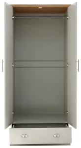 GFW Kendal 2 Door 1 Drawer Wardrobe Grey