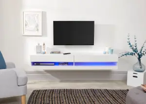 GFW Galicia 180cm Wall TV Unit with LED White