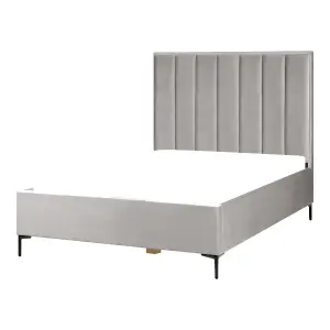 Velvet EU Double Size Ottoman Bed Grey SEZANNE