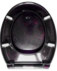 RTS Top Fix Pink Glitter Black Soft Close Toilet Seat