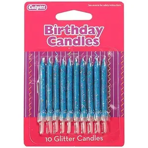 Culpitt Glitter Birthday Pick Candles (Pack of 10) Blue (One Size)