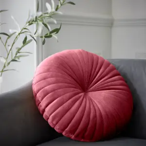 Catherine Lansfield Round Cushion Soft Touch 40x40cm Cushion Raspberry