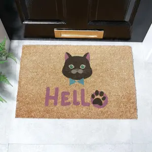 Cat Hello Coir Doormat (60 x 40cm)