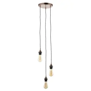 Antique copper effect 3 light E27 Cable light set (L)1500mm