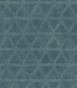 Galerie Utopia Teal Geometric Tri Prism Sheen Finish Wallpaper Roll