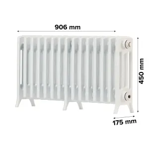 Arroll Edwardian Cast aluminium White 15 Column Radiator, (W)906mm x (H)450mm