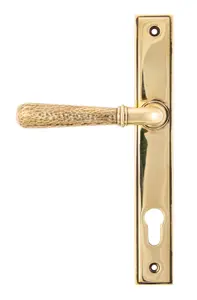 From The Anvil Aged Brass Hammered Newbury Slimline Espag. Lock Set