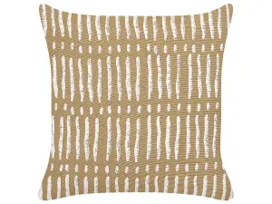 Throw Cushion SALIX Cotton 45 x 45 cm Striped Block-Printing Sand Beige