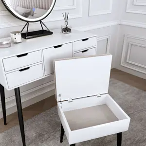 Gabriella Black Dressing Table with Touch Sensor LED Mirror