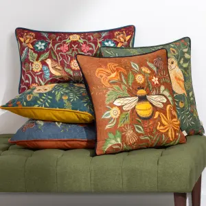 Evans Lichfield Hawthorn Birds Chenille Piped Feather Filled Cushion