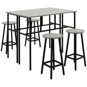 HOMCOM 6-Piece Industrial Bar Table Set, 2 Kitchen Tables with 4 Stools, Grey