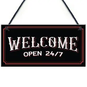 Red Ocean Bar Welcome Hanging Sign For Home Bar Man Cave Vintage Garden Sign Novelty Bar Decor Gifts