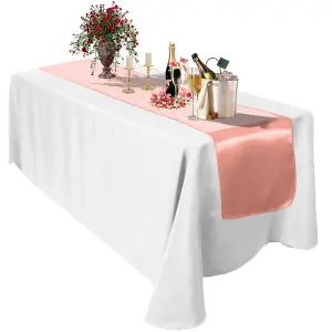 Neel Blue 11x 108 Inch Plain Satin Silk Table Runner, Coral