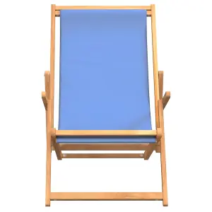 Berkfield Folding Beach Chair Solid Wood Teak Blue