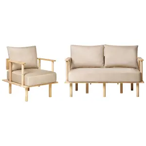 Fabric Living Room Set Beige ASKER