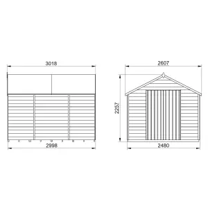 Forest Garden Overlap 10x8 ft Apex Wooden 2 door Shed with floor - Assembly service included