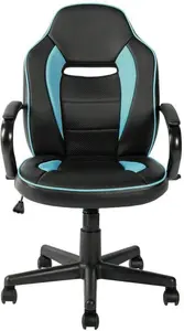 Argos Home Faux Leather Mid Back Gaming Chair - Blue & Black