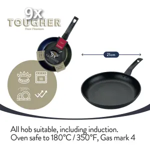 Prestige 9 X Tougher Black Round Aluminium Induction Suitable Dishwasher Safe Non-Stick Frying Pan Set Triple Pack