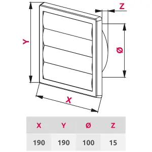White Gravity Grille 100 mm / 4" External Ducting Air Vent with Round Spigot and Non-Return Gravity Shutters for Extractor Fans