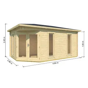 Lasita Edinburgh 2 Corner Summer House - 4.28m x 2.8m - Garden Log Cabin - 40mm Wall Logs Double Glazed