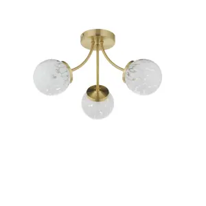 Harbour Studio Lucie Glass & metal 3 Lamp Ceiling light