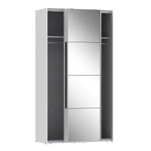 2 Door Sliding Wardrobe With Full Length Mirrored Door Matt White Frame