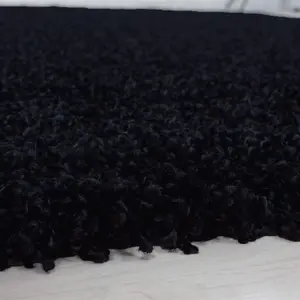 Abaseen 120cm Black Thick Pile Soft Shaggy Modern Circluar Rug