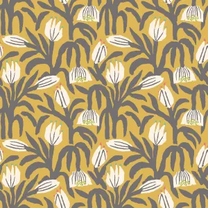 Hoopla Walls Chunky Flower Mustard Smooth Matt Wallpaper