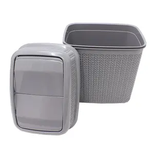 JVL Knit Design Loop Plastic Push Top Bin, Grey