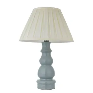 Luminosa Provence & Carla Base & Shade Tall Table Lamp Blue Grey Glaze, Satin Nickel Plate & Cream Fabric