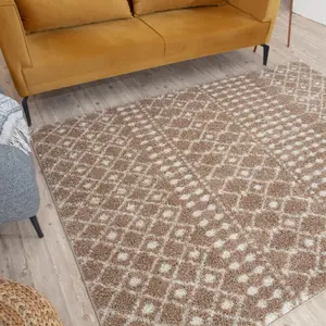 Moroccan Beige Shaggy  Living Room Rug 1020