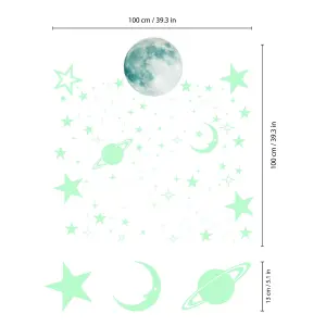 Walplus Glowing Night Sky Stars And Moon Vinyl Wall Sticker Decorations