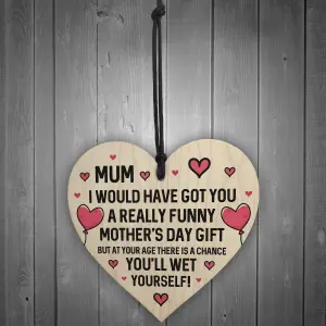 Red Ocean Funny Rude Mothers Day Gifts For Mum Novelty Wooden Heart Mum Gifts For Her