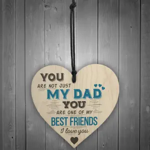 Red Ocean Dad Best Friend Fathers Day Wooden Hanging Heart Wall Sign Plaque Gift For Dad Daddy Birthday