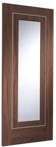 Internal Walnut Pre-Finished Varese Door with Clear Glass  - 1981 x 762 x 35mm (30")