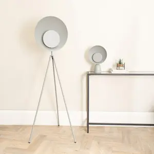 ValueLights Saffy Matt Grey Metal Integrated LED Tripod Metallic Shade Floor Lamp