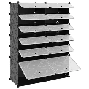 Berkfield Shoe Rack Black 94x37x125 cm PP