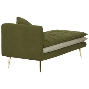 Left Hand Fabric Chaise Lounge Green GONESSE