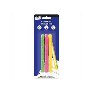 Just Stationery Neon Gel Highlighter (Pack of 3) Green/Pink/Yellow (One Size)