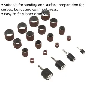 20 Pack Spiral Sanding Kit with Rubber Drums and Sleeves - Various Grit Options