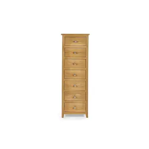 Solid Oak 7 Drawer Narrow Chest - FSC Mix