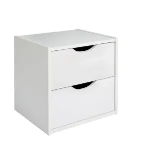 Hartnett Matt soft white 2 Drawer Bedside table (H)435mm (W)450mm (D)388mm