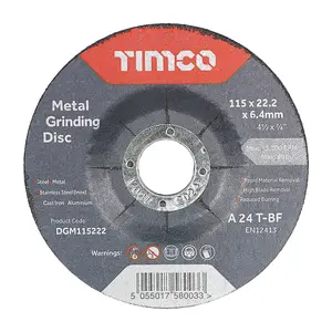 TIMCO B/Abrasive Depressed Metal - 115 x 22.2 x 6.4 (25pcs)