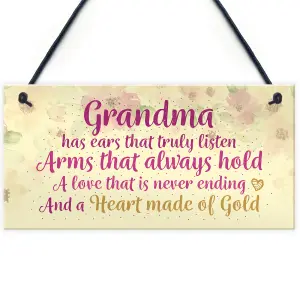 Red Ocean Heart Of Gold Grandparent Grandma Gran Nan Plaques Floral Signs Birthday Gift Keepsake