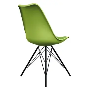 Soho Green Plastic Dining Chair with Black Metal Legs