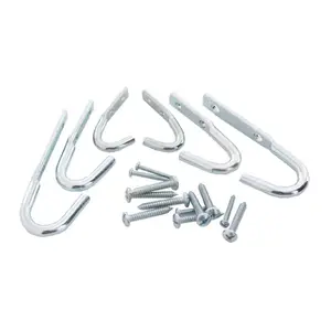 6 x Assorted Galvanised Storage Hooks Wall Mounted, Garages Sheds Tools Garden