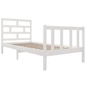 Berkfield Bed Frame White Solid Wood Pine 90x200 cm