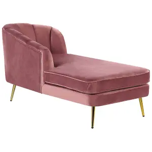 Right Hand Velvet Chaise Lounge Pink ALLIER