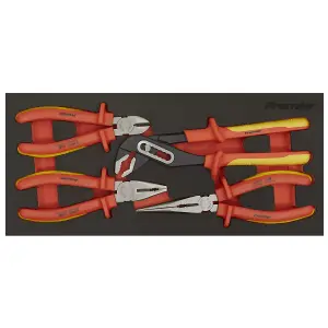 Premier Insulated Pliers Set 4 Pieces With Tool Tray VDE Approved TBTE07