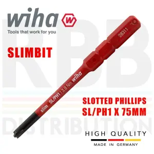 Wiha Slimbit Screwdriver Plusminus Phillips SL PH1 1000v VDE Electrician 34587